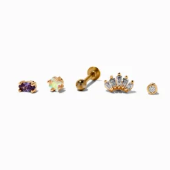 Claire's Bijoux De Piercing-Boucle d’oreille à arrière plat pour piercing tragus couronne en zircon cubique d'imitation 1,2 mm en acier inoxydable