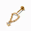 Claire's Bijoux Premium|Bijoux De Piercing-Boucle d’oreille non filetée pour piercing hélix avec strass pendant 1,2 mm acier inoxydable couleur dorée