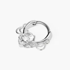 Claire's Bijoux De Piercing-Boucle d'oreille à charnière 0,8 mm hélix décorée couleur argentée