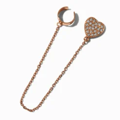 Claire's Clous D'oreilles-Boucle d'oreille cœur pavé couleur dorée