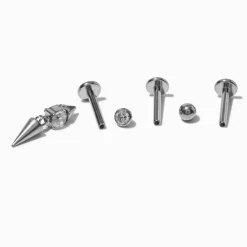 Claire's Bijoux De Piercing-Boucle d'oreille hélix non filetée 1,2 mm à pointe en titane couleur argentée - Lot de 3