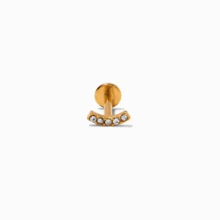 Claire's Bijoux Premium|Bijoux De Piercing-Boucle d'oreille pour piercing hélix 1,2 mm incurvée avec strass couleur dorée