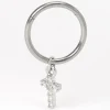 Claire's Bijoux Premium|Bijoux De Piercing-Boucle d'oreille pour piercing de cartilage avec breloque croix en strass 16 g couleurs argentée et titanée