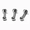 Claire's Bijoux De Piercing-Boucles d’oreilles à arrière plat pour piercing tragus 1,2 mm en titane couleur argentée - Lot de 3