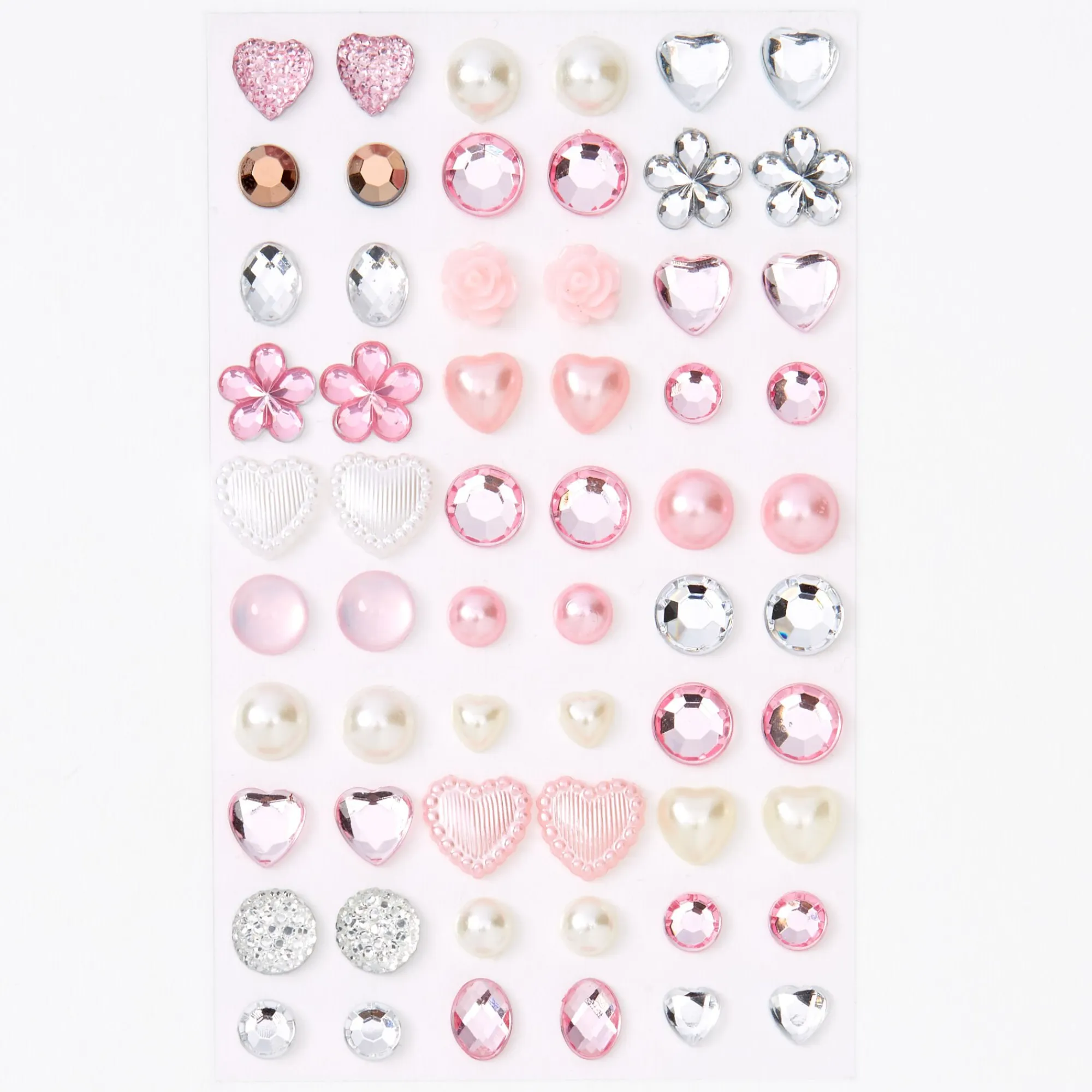 Claire's Clips Et Autocollants-Boucles d’oreilles autocollantes tons de rose Claire's Club - Lot de 30