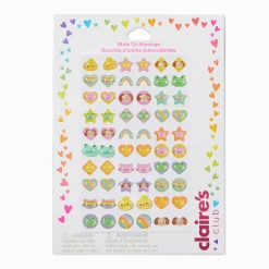 Claire's Clips Et Autocollants-Boucles d’oreilles autocollantes petits animaux à paillettes pastel Claire's Club - Lot de 30