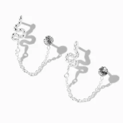 Claire's Clous D'oreilles|Bijoux Premium-Boucles d’oreilles à chaîne serpent en argent