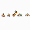 Claire's Bijoux De Piercing-Boucles d’oreilles à dos plat vertes pour piercing de cartilage 1,0 mm changeable en zircon cubique et acier inoxydable couleur dorée - Lot de 5