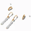 Claire's Anneaux|Clous D'oreilles-Boucles d’oreilles empilables couleur dorée triple goutte en perle d'imitation - Lot de 3