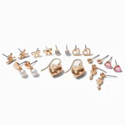 Claire's Pendantes|Clous D'oreilles-Boucles d’oreilles empilables cupidon couleur dorée - Lot de 9