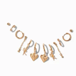 Claire's Anneaux|Clous D'oreilles-Boucles d’oreilles empilables cupidon couleur dorée - Lot de 6
