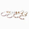 Claire's Anneaux|Pendantes-Boucles d’oreilles empilables roses et couleur dorée - Lot de 6