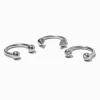 Claire's Bijoux Premium|Bijoux De Piercing-Boucles d’oreilles fer à cheval 1,2 mm pour piercing hélix en titane couleur argentée - Lot de 3
