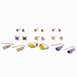 Claire's Anneaux|Pendantes-Boucles d’oreilles perlées diverses avec pompons - Lot de 9