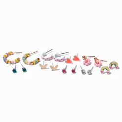 Claire's Clous D'oreilles-Boucles d’oreilles perlées motifs roses - Lot de 9
