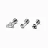 Claire's Bijoux Premium|Bijoux De Piercing-Boucles d’oreilles pour piercing au cartilage clou non fileté 0,8 mm en acier inoxydable couleur argentée - Lot de 3