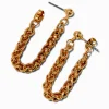 Claire's Pendantes-Boucles d’oreilles reliées par une chaîne maillons gourmette couleur dorée