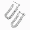 Claire's Pendantes-Boucles d’oreilles reliées par une chaîne maillons gourmette couleur argentée