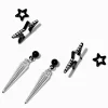 Claire's Anneaux|Pendantes-Boucles d’oreilles superposables pointes et étoiles noires - Lot de 3
