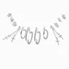 Claire's Anneaux|Pendantes-Boucles d’oreilles superposables grunge couleur argentée - Lot de 6