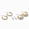 Claire's Anneaux|Clous D'oreilles-Boucles d’oreilles superposables texturées en métaux mixtes - Lot de 3