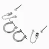Claire's Anneaux-Boucles d’oreilles superposables couleur argentée et perle d'imitation - Lot de 3