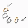 Claire's Anneaux|Clous D'oreilles-Boucles d’oreilles superposables décorées en métaux mixtes - Lot de 3