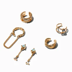 Claire's Pendantes-Boucles d’oreilles superposables manchettes d’oreilles opale d'imitation couleur dorée - Lot de 6