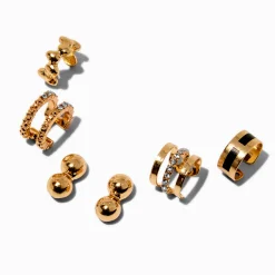 Claire's Pendantes-Boucles d’oreilles superposables manchette d'oreille strass et boule couleur dorée - Lot de 5