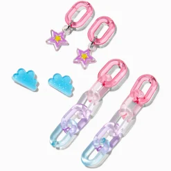 Claire's Pendantes|Clous D'oreilles-Boucles d’oreilles superposables chaîne Lucite Dream - Lot de 3