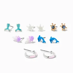 Claire's Anneaux|Clous D'oreilles-Boucles d’oreilles vie aquatique - Lot de 6