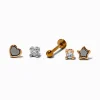 Claire's Bijoux De Piercing-Boucles d'oreilles à arrière plat 1,0 mm pour piercing tragus avec embouts interchangeables étoile, cœur et clou en zircon cubique en acier inoxydable et métaux mixtes - Lot de 5