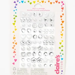 Claire's Clips Et Autocollants-Boucles d'oreilles autocollantes occasion spéciale Claire's Club - Couleur argentée, lot de 30