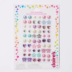Claire's Clips Et Autocollants-Boucles d'oreilles autocollantes couleur nacrée Claire's Club - Lot de 30