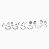 Claire's Anneaux|Clous D'oreilles-Boucles d'oreilles aux formes variées couleur argentée - Lot de 9