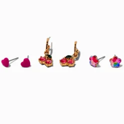 Claire's Anneaux|Clous D'oreilles-Boucles d'oreilles cerise roses - Lot de 3