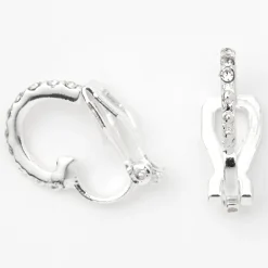 Claire's Anneaux|Clips Et Autocollants-Boucles d'oreilles à clip avec strass 10 mm couleur argentée