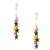 Claire's Clips Et Autocollants|Pendantes-Boucles d'oreilles à clip avec étoiles pendantes fluo