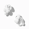 Claire's Clips Et Autocollants-Boucles d'oreilles à clip chiot duveteuses blanches