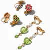 Claire's Clips Et Autocollants-Boucles d'oreilles à clip cœur à carreaux roses - Lot de 3