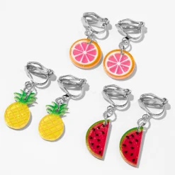 Claire's Clips Et Autocollants-Boucles d'oreilles à clip fruits - Lot de 3