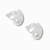 Claire's Clips Et Autocollants-Boucles d'oreilles à clip haricot perle d'imitation blanches