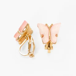 Claire's Clips Et Autocollants-Boucles d'oreilles à clip papillon couleur dorée et rose