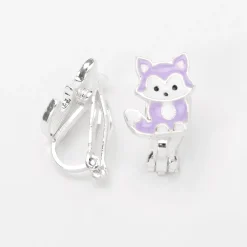 Claire's Clips Et Autocollants-Boucles d'oreilles à clip renards violets pastel