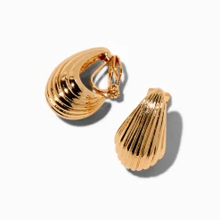 Claire's Clips Et Autocollants-Boucles d'oreilles à clip texturées en forme de goutte couleur dorée