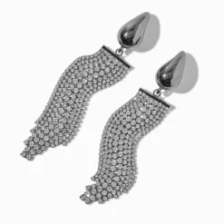 Claire's Pendantes-Boucles d'oreilles de caractère pompon goutte strass couleur hématite