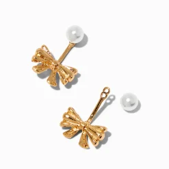 Claire's Pendantes-Boucles d'oreilles devant derrière perle d'imitation et nœud