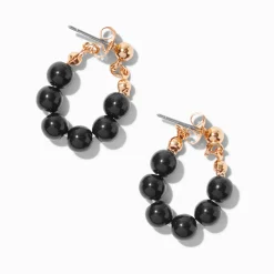 Claire's Pendantes-Boucles d'oreilles devant derrière avec chaîne perlée noires