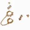 Claire's Clous D'oreilles-Boucles d'oreilles empilables en zircon cubique couleur dorée - Lot de 3