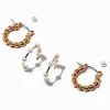 Claire's Anneaux|Clous D'oreilles-Boucles d'oreilles empilables perle d'imitation torsadées couleur dorée - Lot de 3